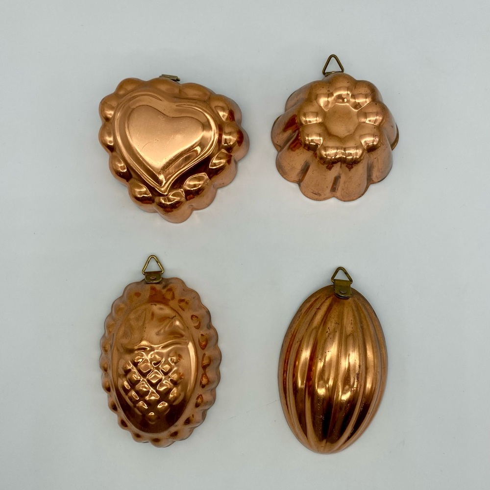 Vintage Mini Copper Hanging Molds Lot of 4